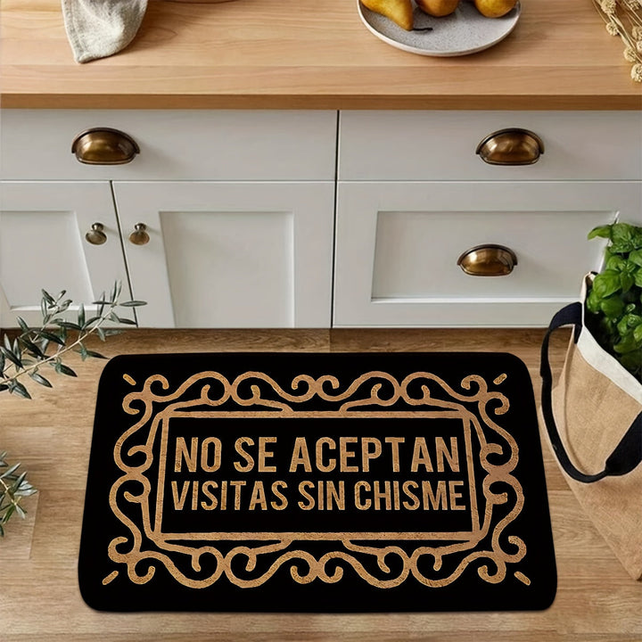 Tapete de bienvenida con diseño geométrico, antideslizante, lavable a máquina, de poliéster de secado rápido, con letras vintage en encaje negro, alfombra rectangular trenzada de pelo medio para entrada, baño o sala de estar, 1.2 cm de grosor, 580 g/m²