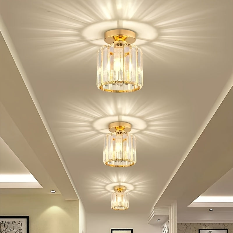 Lámpara de techo moderna con colgante de cristal - Marco de metal negro elegante, montaje semi-inclinado, brillo cálido para sala de estar, dormitorio o oficina, no se requiere cableado, perfecto para decoración moderna de hogar, lámparas colgantes para