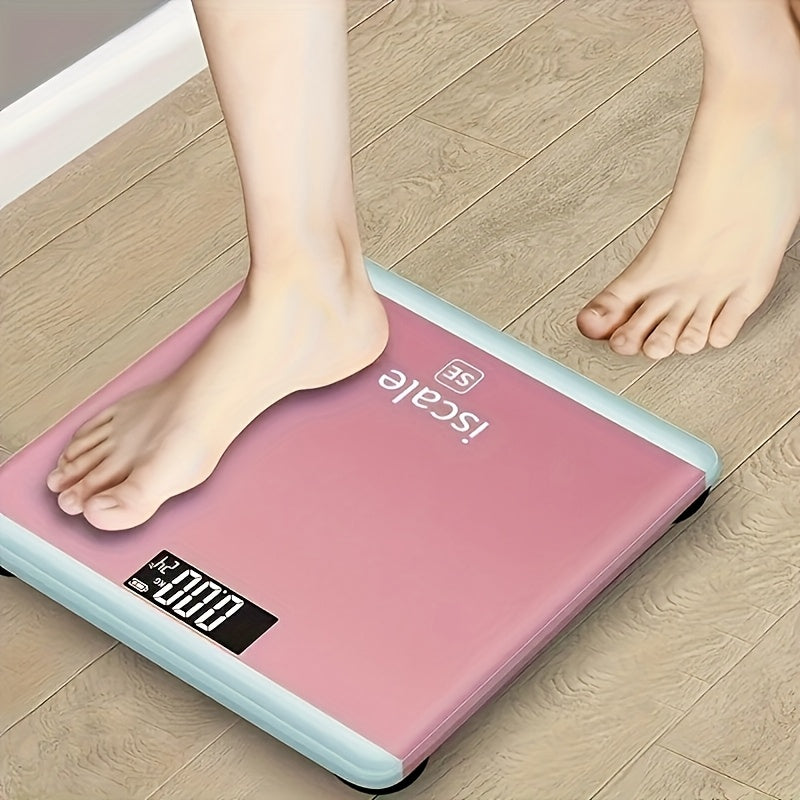 Báscula mini dorada rosa de alta precisión, diseño portátil, pantalla LCD, funciona con pilas AAA (no incluidas), ideal para el hogar y viajes, fabricada en plástico duradero, 1 unidad