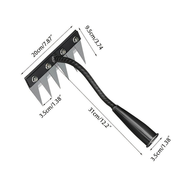 Rastrillo de Hierro Resistente al Óxido para Jardín con 5/6 Púas - Herramienta de Jardinería para Desbrozar Césped, Deshierbe en el Patio Trasero y Aflojar la Tierra, Herramienta Funcional para Jardinería | Herramienta Duradera para Jardín