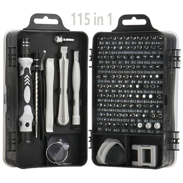 Juego de Destornilladores de Precisión 115 en 1, Kit de Herramientas para Reparación Electrónica con Bits Magnéticos Micro para iPhone, Computadora, PC, Portátil, Teléfono, Mac, Tableta, Bricolaje Doméstico, Consolas de Juegos, Gafas, Reloj, Timbre, etc