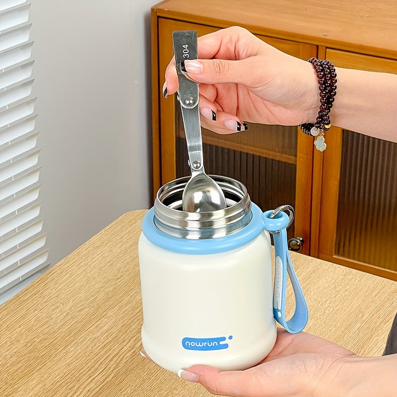 1 frasco térmico de acero inoxidable NouRun, 620 ml - Lonchera elegante y portátil con cuchara, ideal para estudiantes y viajeros, mantiene la comida caliente/fría, perfecto para la escuela, oficina, exteriores y vacaciones