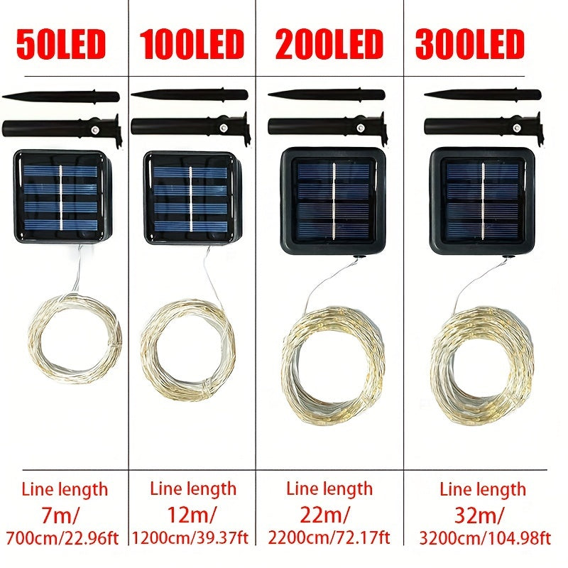 Luces solares para exteriores, 3 piezas, luces LED cálidas, resistentes al agua, para fiestas, jardín, árboles, bodas, decoración navideña - carga solar con sensor de luz