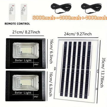 Luz solar LED de alta luminosidad con doble cabeza, luces de jardín al aire libre con panel solar de aluminio, adecuado para jardines.