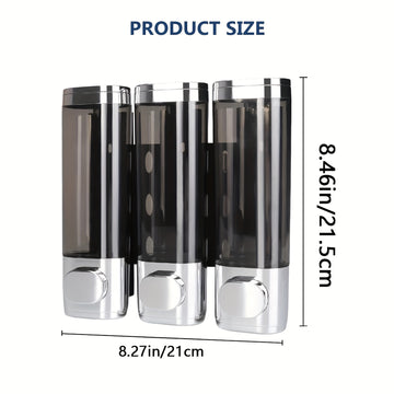 1pc Dispensador de Ducha Montado en Pared 3-en-1 - Organizador con Múltiples Compartimentos para Champú, Gel de Baño y Acondicionador - Plástico Duradero, Montaje en Pared o Uso Independiente, Sin Necesidad de Electricidad - Para Baño, Cocina u Hotel