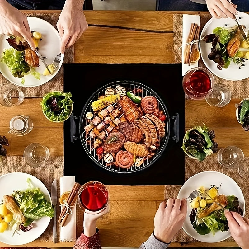 1 pieza de alfombrilla resistente al calor rústica - Tela de poliéster, ideal para barbacoa, cocina, soldadura - Alfombrilla de aislamiento duradera y lavable a mano con diseño de bosque