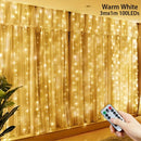 1 pieza de Cortina de Luces de Hada Encantadora -300/200/100LED, Alimentación por USB, Control Remoto - Ideal para Navidad, Fiesta, Día de San Valentín, Hogar, Boda y Decoración Estacional