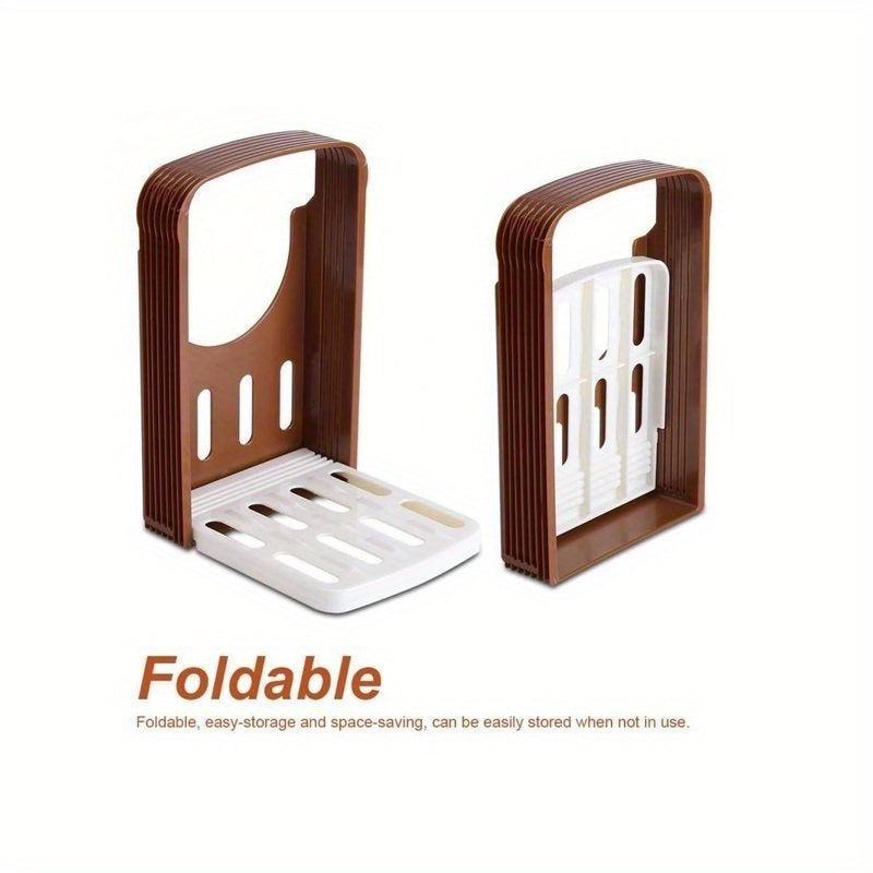 1 Cuchilla de pan ajustable, herramienta de corte de tostada plegable con 4 ajustes de grosor y franja hueca en la base para fijar el pan de manera eficiente, fácil de cortar rebanadas gruesas de manera uniforme, adecuada para todas las estaciones, perfe