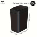 VIVIDAY 10L Bote de Basura Inteligente con Tapa - Negro, con Batería, Operación sin Contacto para Hogar, Oficina, Cocina y Dormitorio - Ideal para Baño Moderno y Decoración para el Hogar, Accesorio de Baño Moderno | Bote de Basura Elegante | Operación si