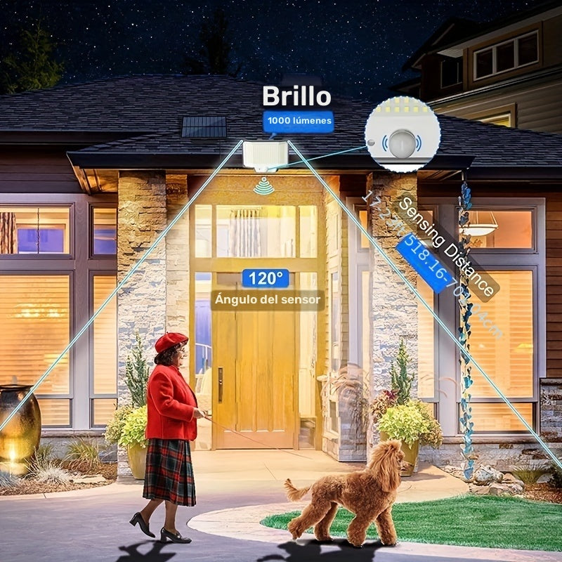 1pc/2pcs Luz de Punto Solar Externa con Panel Separado, 200 LED Super Brillante, Sensor de Movimiento, Luz de Pared de Jardín con Energía Solar, 3 Modos de Funcionamiento, Iluminación de Anochecer a Amanecer para Jardín, Patio, Patio Trasero. Farola, Lám