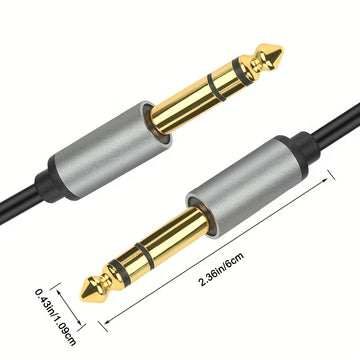 Acabado Metálico] Cable AUX i-Zclive de Alta Fidelidad de 6.5mm Macho a Macho - Aleación de Aluminio Duradera, Conectores Chapados en Oro para una Calidad de Sonido Mejorada - Ideal para Guitarras, Altavoces, Consolas de Mezcla y Más