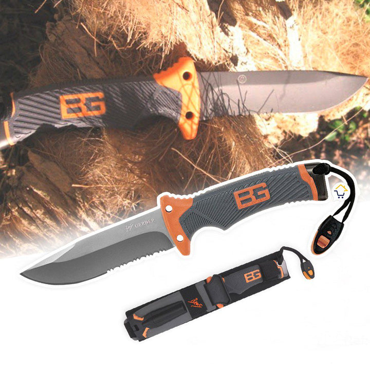 Cuchillo Supervivencia Táctico Camping Pesca Estuche + Amolador y Silbato NA-285
