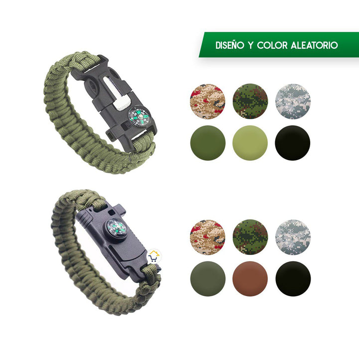 Combo Pulseras Supervivencia Paracord X3 Unidades Silbato y Pedernal MJ375