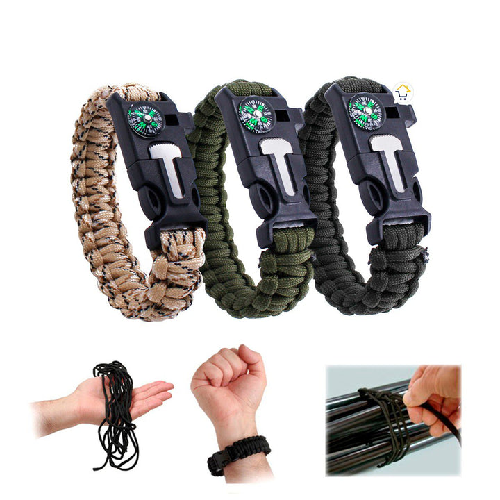 Combo Pulseras Supervivencia Paracord X3 Unidades Silbato y Pedernal MJ375