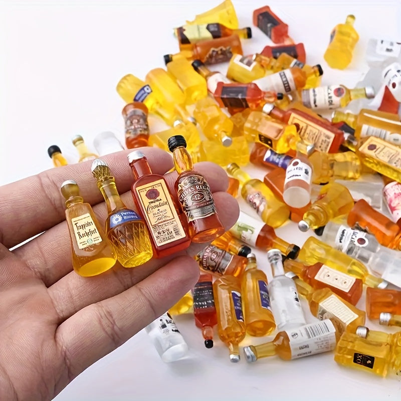 50/80/130 piezas de botellas de licor en miniatura de resina, decoración de botellas de alcohol pequeñas para micro paisajes, decoración de interiores y autos, favores de fiesta y centros de mesa - No requiere electricidad