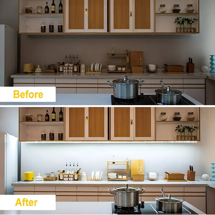 1 Pieza, Tira De Luz LED Blanca Fría Con Sensor De Movimiento Inteligente De 3-16 Pies, Interruptor Automático Con Alimentación USB, Adecuado Para Tiras De Luz De Detección Humana De Bajo Voltaje En Escaleras, Armarios, Guardarropas, Cocinas, Dormitorios