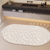 1pc Alfombra de Baño Ovalada con Patrón de Guijarros, Absorbente y Antideslizante, Alfombra de Pies Suave y Cómoda, Poliéster, Suministros de Baño Ideales, Alfombra de Bañera de Lujo, Ducha - Accesorios de Decoración para el Hogar