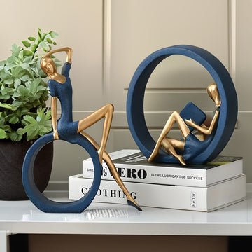 2 Piezas de Estatuilla de Resina Artística de Chica de Yoga - Escultura Creativa Nórdica, Figura de Bailarina Elegante - Perfecta para Decoración del Hogar y Regalo Ideal - Adorno de Mesa Artístico para Sala, TV o Gabinete