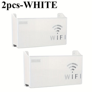 2 piezas de caja de almacenamiento para router WiFi con diseño de doble banda, soporte de 4K y puertos de red Ethernet de doble gigabit - Organizador de pared para sala de estar, dormitorio, oficina en casa - Material PP duradero, router para Internet en