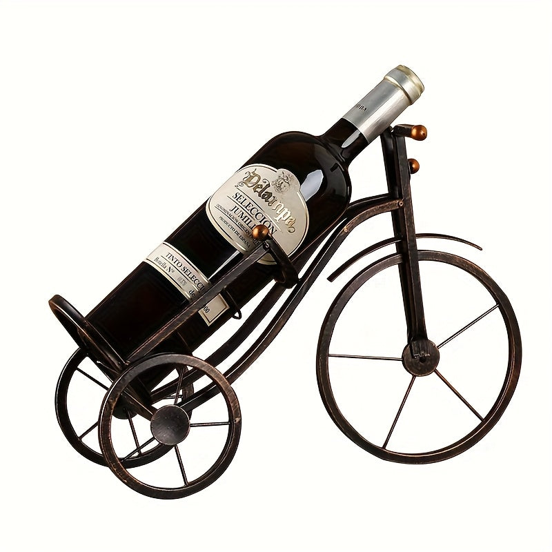 Portabotellas de Hierro Vintage - Estante Decorativo Rústico para 2 Botellas, Ideal para Cocina o Entrada - Decoración Metálica Antigua y Resistente con Estilo Granja, Organizador de Cocina Duradero