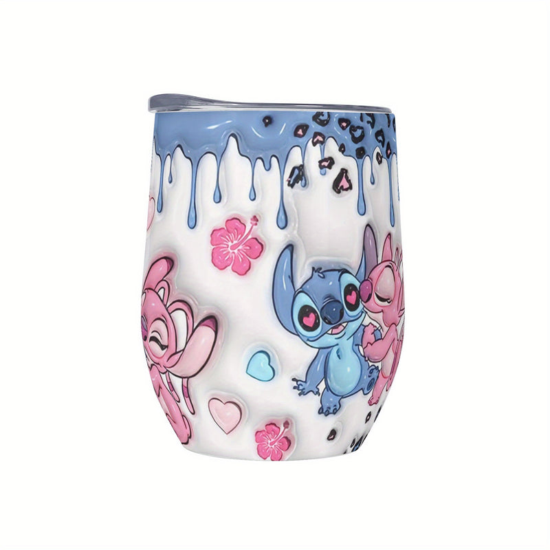 Taza de café aislada de acero inoxidable de 12 onzas, diseño de dibujos animados lindo con flores rosas y pintura gotosa, perfecta para el hogar, al aire libre, camping, cumpleaños, regalo de vacaciones, 1 pieza, taza de viaje para café