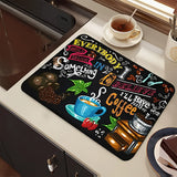 Estera de secado de platos de barro Diatom premium con cubierta de poliéster, accesorio de barra de café de secado rápido, protector de encimera absorbente antideslizante para cafetera y olla, almohadilla súper absorbente para una fácil limpieza