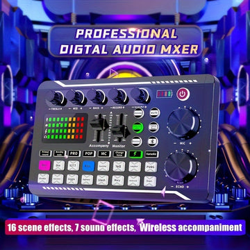 Consola de mezcla de DJ alimentada por USB con interfaz de audio, cambiador de voz, batería de litio recargable de 1200 mAh - Ideal para transmisiones en vivo, podcasts, juegos | Salida de calidad de estudio, consola de juegos