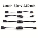 4 piezas de Cables Controlador Macho a Hembra USB 2.0 de 32cm con Interruptor On/Off, Cables Duraderos 22AWG para PC, TV, Coche, Ventiladores USB, Tiras LED 5V - Compatible con HomeKit, Alimentación por USB de 36V, Gestión de Energía del Dispositivo, Dis