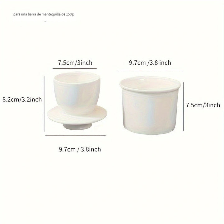 1 pieza de plato de mantequilla de cerámica con tapa - Jarrón de almacenamiento de queso, diseño moderno, montaje en encimera, compatible con estantes colgantes, esenciales de cocina | Moderna vajilla de cocina | Cerámica duradera
