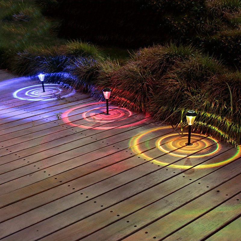 2 luces solares para exteriores, 2 modos LED cálido blanco y RGB, luces solares para senderos, luz de jardín solar para senderos de patio, decoración de fiesta de bodas