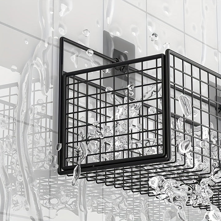 Cesta de almacenamiento de metal para montar en la pared, Organizador de estantería de baño rústico, Soporte de inodoro de tocador sin taladro, Libre de formaldehído, Accesorio de baño de metal, sin necesidad de electricidad ni batería para el baño