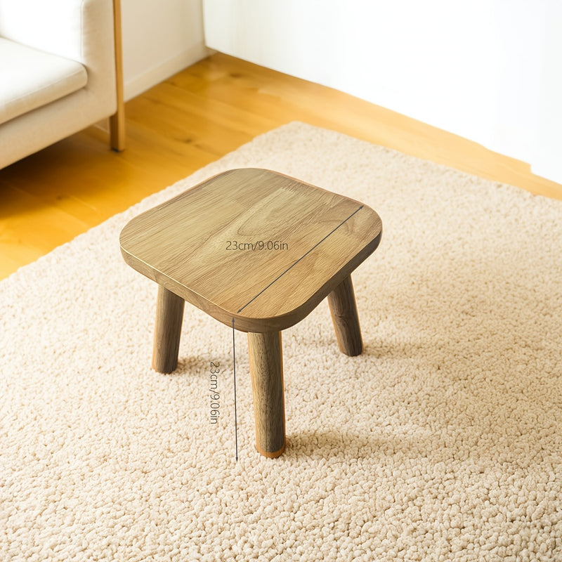 Taburete Redondo de Madera Maciza Clásico - Perfecto para Cambiar Zapatos, Uso en Casa y Oficina