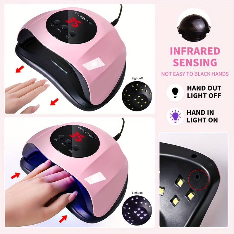 Lámpara de secado de uñas LED de 24 luces con cable USB - Luz profesional para gel de uñas para el hogar, 8W-24W, distribución uniforme, luz ascendente/descendente para uñas de gel, herramienta de cuidado de uñas de calidad de salón, accesorio de arte de