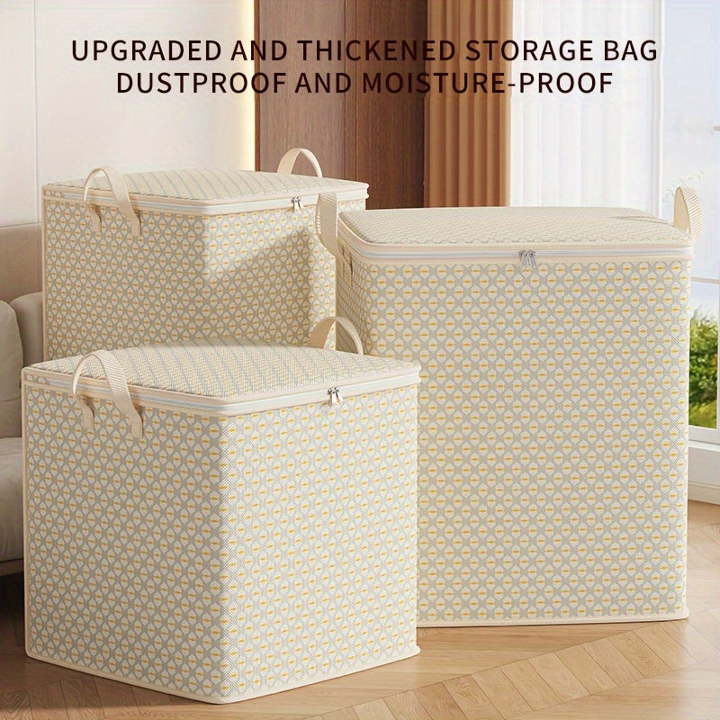 Caja de almacenamiento de gran capacidad extra grande - Organizador multifuncional de ropa de cama, ropa y lencería - Diseño portátil ligero con cierre de cremallera | Cubre edredones y sábanas | Estructura de tejido, ideal para uso en dormitorio y dormi
