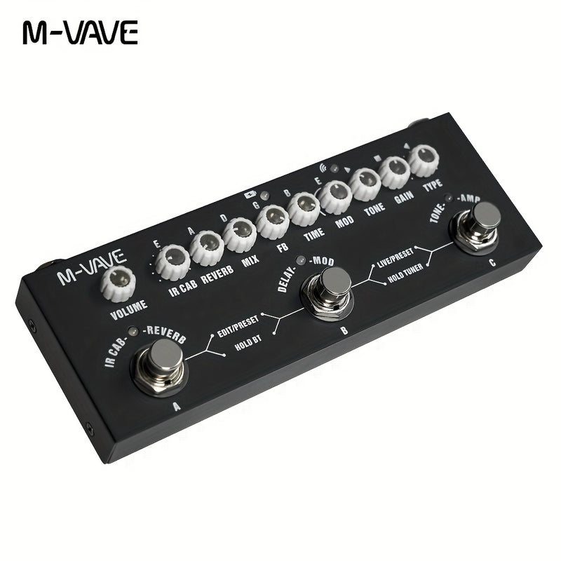 Pedal M-VAVE CUBE-BABY Guitarra Multi-Efectos - Pedalboard Compacto con Simulador de Amplificador Integrado y Gabinetes, sin varillas 5.0, Efectos Delay/Reverb/Distortion/Overdrive, Batería de Polímero de Litio, USB/Alimentación por USB - Ideal para Uso
