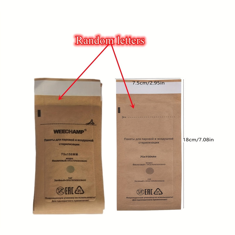 50pcs Bolsa de Calor Seco Desechable para Uñas, Bolsa Kraft para Utensilios de Uñas, Tijeras Metálicas, Pinzas, Bolsa para Cabeza de Molienda, Limpieza en Seco