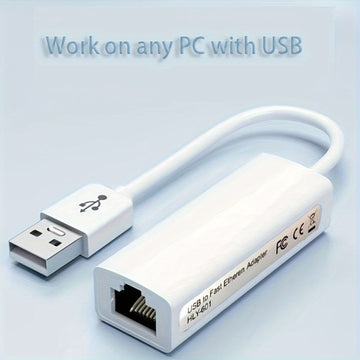 Adaptador de Tarjeta de Red Ethernet USB a RJ45 para Computadora 2.0, Interfaz de Red con Conexión y Reproducción de 100 Mbps, Sin Necesidad de Controladores, Portátil, 1 Pieza