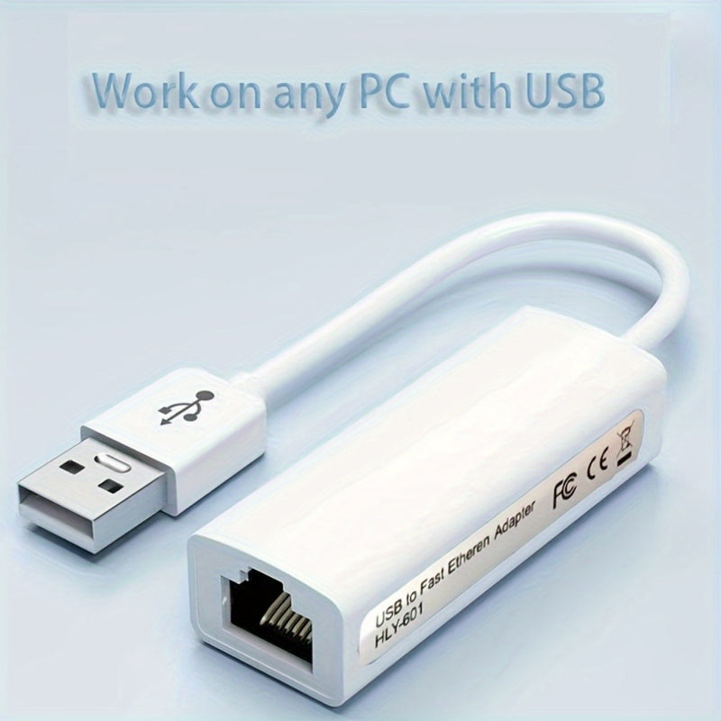 Adaptador de Tarjeta de Red Ethernet USB a RJ45 para Computadora 2.0, Interfaz de Red con Conexión y Reproducción de 100 Mbps, Sin Necesidad de Controladores, Portátil, 1 Pieza