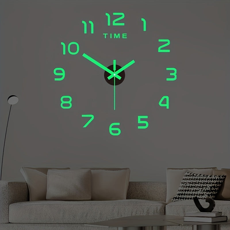 Reloj de pared silencioso minimalista moderno - Reloj artístico creativo de bricolaje redondo acrílico, estilo nórdico para sala de estar, funciona con pilas AA, corona plana sin tictac, 1 pila seca (pila no incluida)