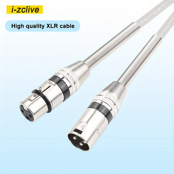 1pc Cable de Audio XLR I-ZCLIVE, Aleación de Zinc 3-Pines Macho a Hembra Forma Plana, Conector Transparente de Alta Calidad para Micrófono y Sistema de Altavoces para Preambules, Estaciones de Radio