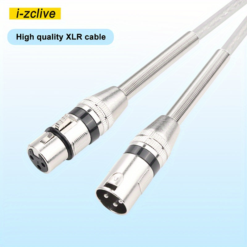 1pc Cable de Audio XLR I-ZCLIVE, Aleación de Zinc 3-Pines Macho a Hembra Forma Plana, Conector Transparente de Alta Calidad para Micrófono y Sistema de Altavoces para Preambules, Estaciones de Radio