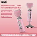Micrófono Dinámico Rosa de Primera Calidad para Podcasting, Juegos y Transmisiones en Vivo - Forma de Corazón con USB/XLR y Función de Silencio Táctil, Insonorizado, Adecuado para Grabación de Voz, Todo el Material Metálico Gulban Festival Mubarak