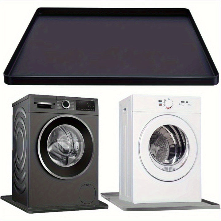 1 pieza de bandeja de goteo para lavadora de silicona, bandeja de drenaje para lavadora antideslizante, protector de suelo antivibraciones para secadora y lavadora, alfombrilla de fugas fácil de limpiar, diseño sin agujeros