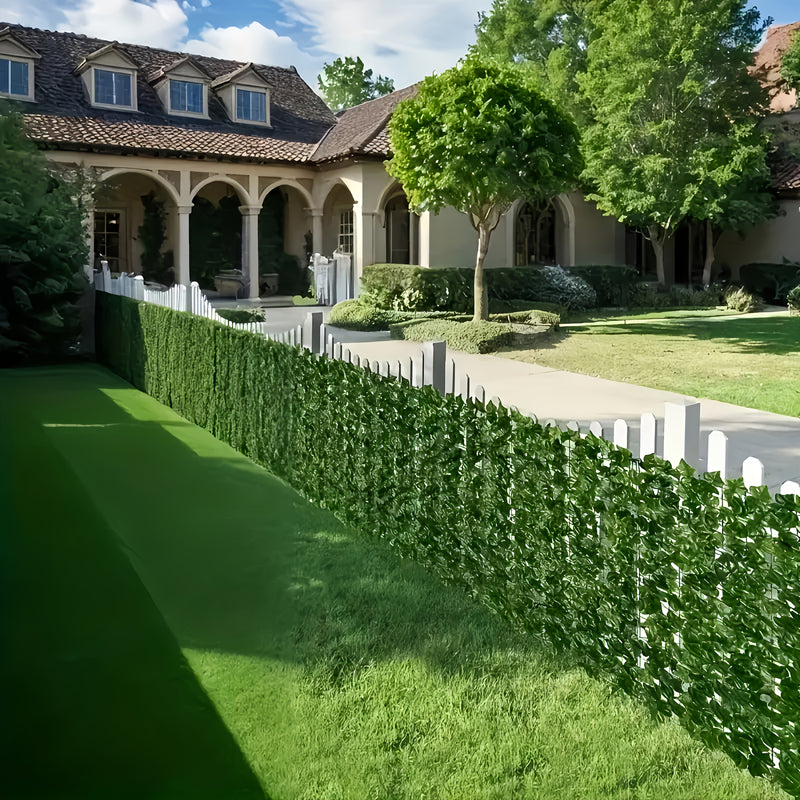 6 rollos de 6.0 metros x 50.01 cm, panel decorativo de hiedra artificial en verde oscuro, resistente a la intemperie y fácil de instalar, ideal para decoración de jardín, patio, arreglos de bodas y acentos para el hogar
