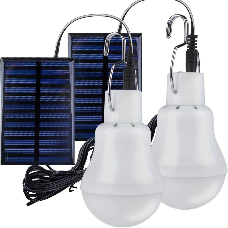 Bombilla LED Externa con Energía Solar y Panel Solar - Recargable, Eficiente en Energía, Lámpara Colgante para Jardín y Camping