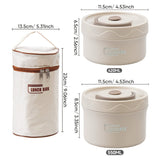 Lonchera Aislada con Bolsa Térmica - 3 Boles de Acero Inoxidable + 1 Bolsa Térmica, Recipiente Sellado para Escuela, Oficina, Camping y Hogar, Seguro para Microondas