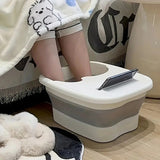 Baño de pies plegable y portátil - Diseño ergonómico con agarre antideslizante, resistente al desgaste, hecho de plástico, sin necesidad de electricidad para el hogar y viajes, recipiente de inmersión relajante con tapa, diseño compacto para espacios peq