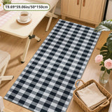 2D Plano, Estampado de Larga Lámina con Patrón de Cuadros Negros y Blancos, Alfombra Decorativa de Estilo Clásico, Ideal para Picnic, Camper, Balcony Patio, Entrada, Habitación de Lavandería, Pasillo, Dormitorio, Cocina, Decoración de Habitaciones y Suel