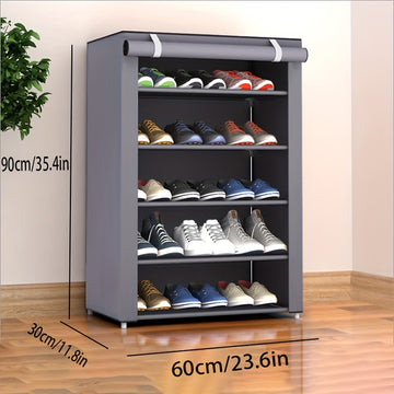 [Organizador de Zapatos Metálico Independiente] Organizador de Zapatos Metálico Independiente de 6-10 Niveles - Diseño Resistente a la Intemperie, Fácil de Montar - Amplia Capacidad de 3.2 Pies Cúbicos, Menos de 30 Lbs, 27 Pulgadas de Altura, Cubierta a