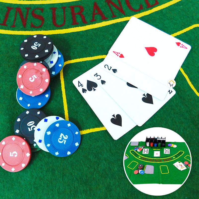 Set Póker Juego De Cartas Naipes 200 Fichas Tapete HD4154